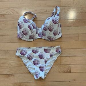 Freya women’s size 30G bikini top & XS swim bottoms swimsuit swim suit purple